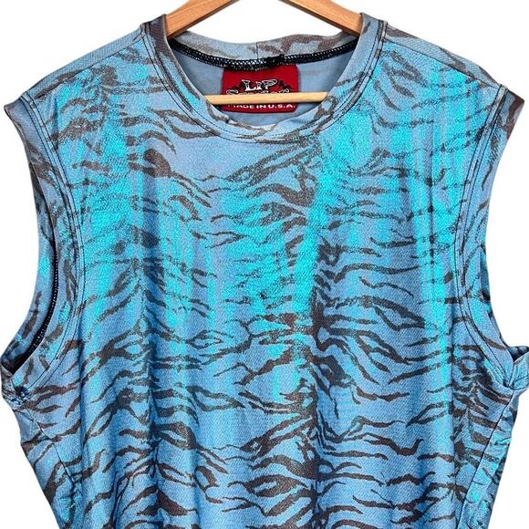Lip Service Womens XL Vintage Y2K Goth Punk Rave Glam Tiger Stripe Muscle Tank - Picture 1 of 11